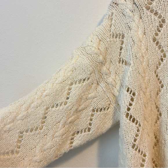 VTG JP Knits 18/20 Women’s Cable Knit Open Knit Mixed Cream Long Sleeve Sweater - Picture 3 of 7